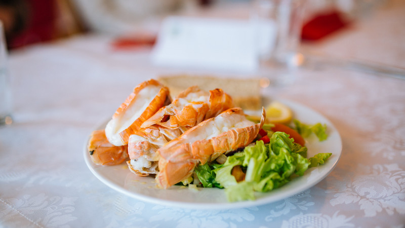 Fresh crayfish on a table