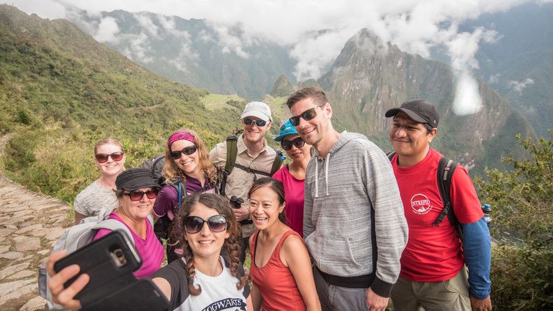 A group of trekkers on the Inca Trail