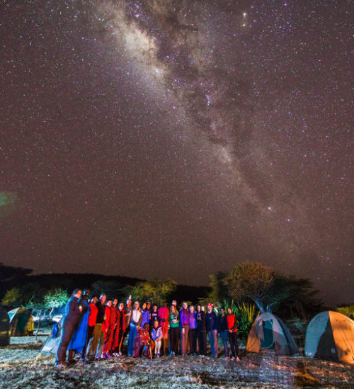 Night sky over campers in Loita Hills Kenya