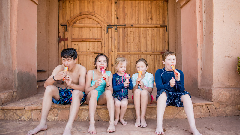 Five kids eating ice cream in Morocco