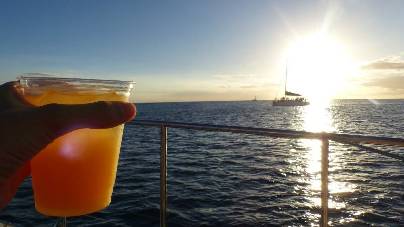 Cocktails on the boat. 