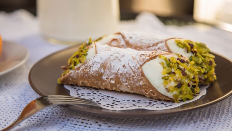 Cannoli on a plate in Italy