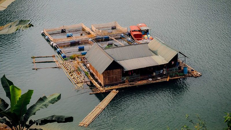 Fish farm in Da Bac community, Vietnam