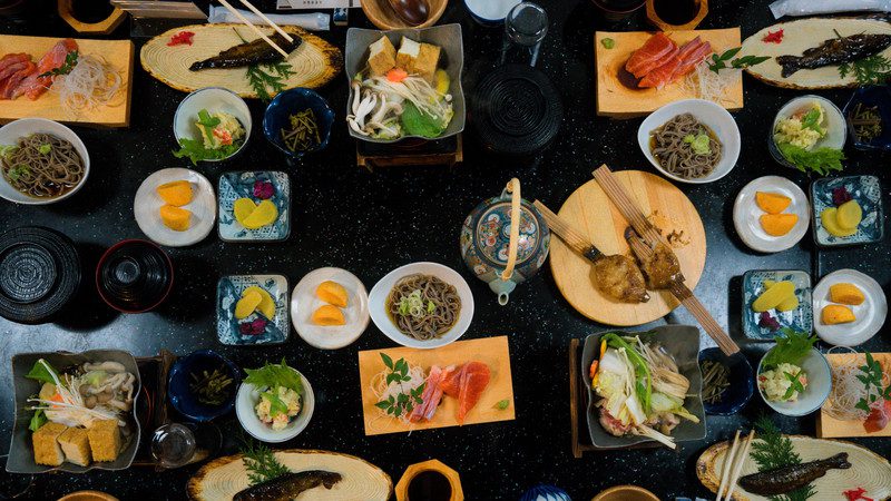 A meal in a Japanese ryokan