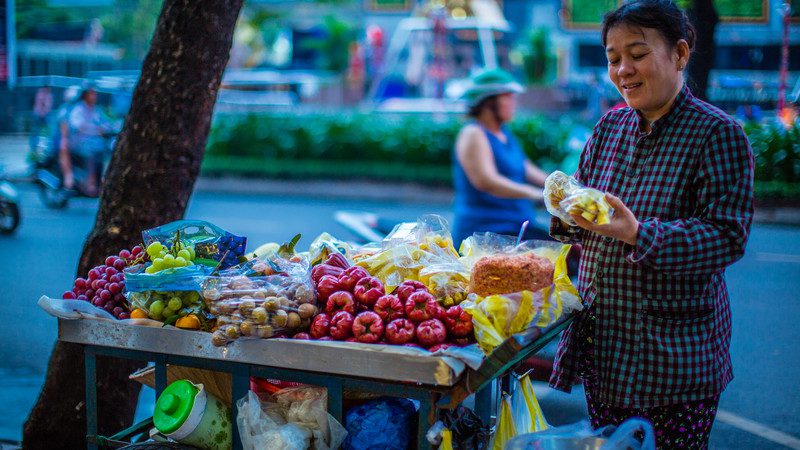 Street vendor selling fresh fruit