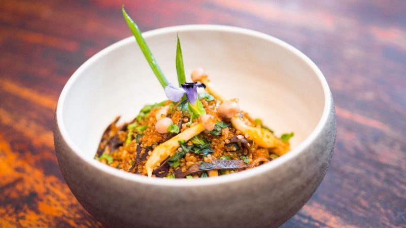 Bowl of vegan food in Ubud