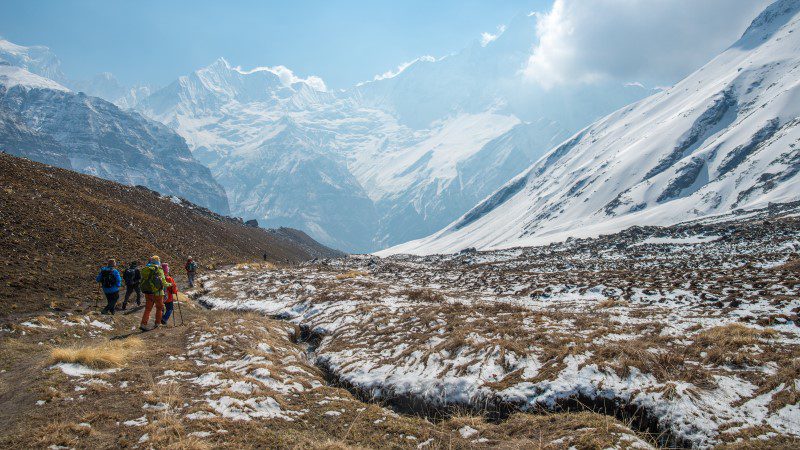 Trekkers in the Annapurna foothills, Nepal