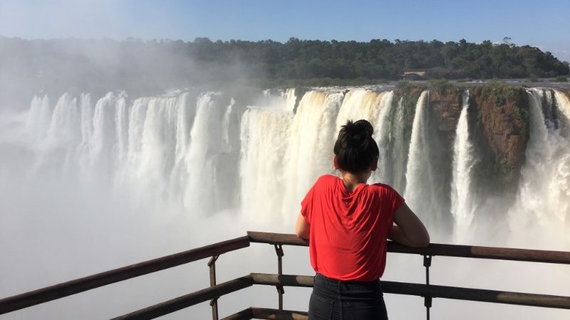 Girl admiring Iguazu Falls