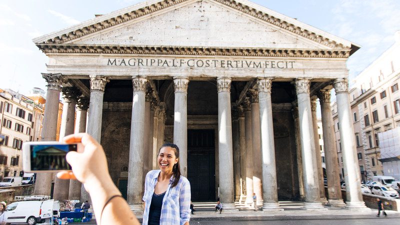 Smiling woman in Rome