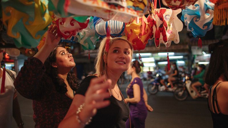 Girl at night market