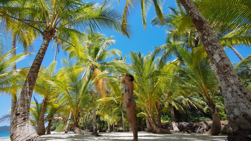 A traveller on the beach in Panama