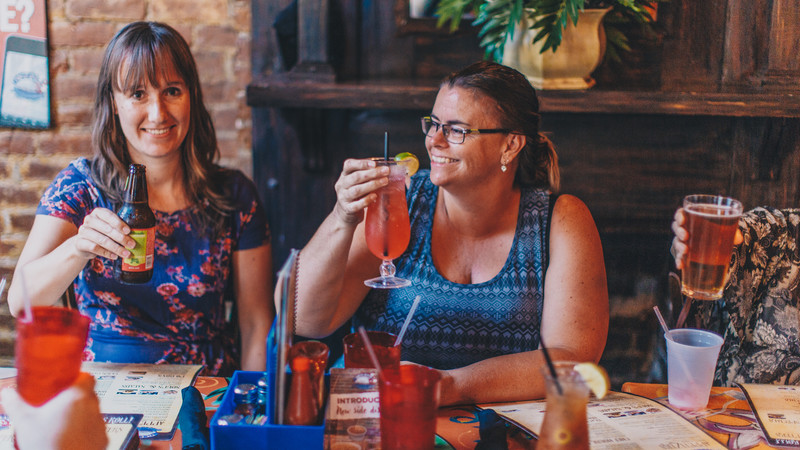 Travellers enjoying a meal in New Orleans