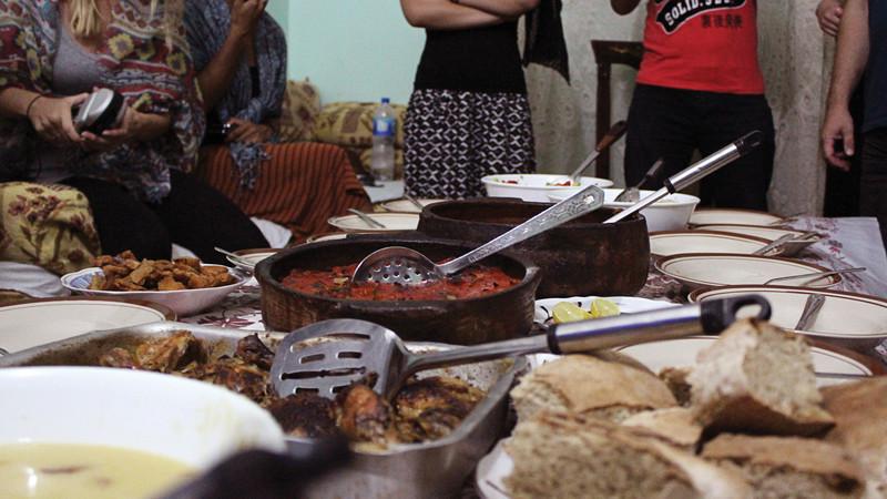 Table covered in food in Egypt