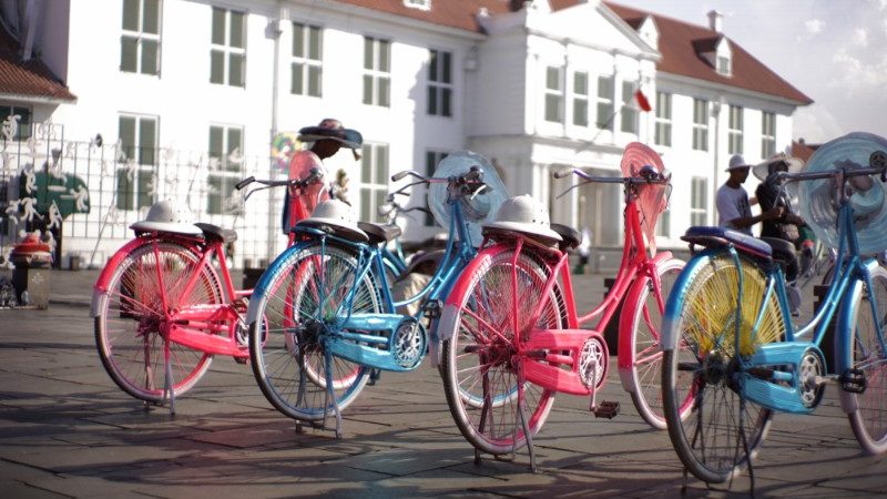 best time to visit java indonesia Colourful bikes in Jakarta