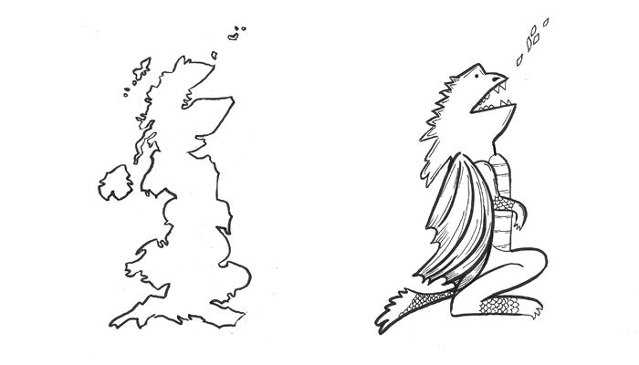 Illustration of the UK and a dragon