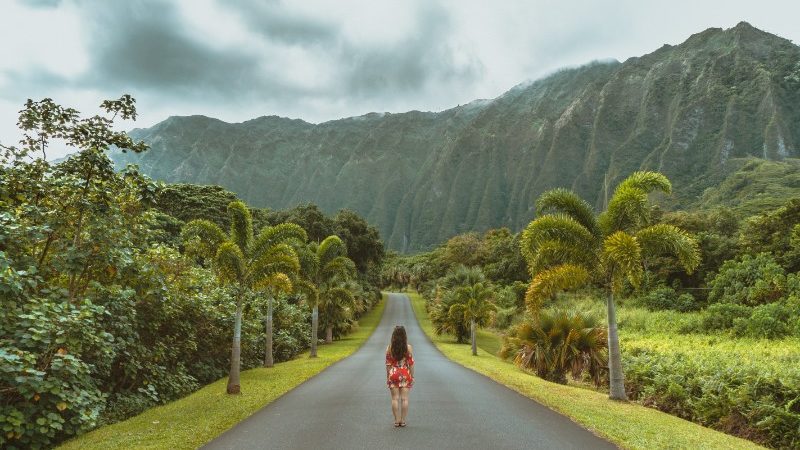 Girls stands in Hawaiian national park