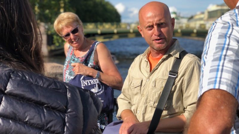 People on a boat in Russia