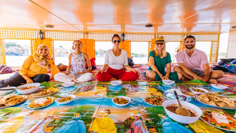 Group lunch on the felucca