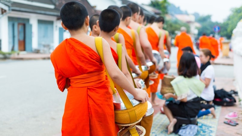 Alms giving ceremony in Luang Prabang