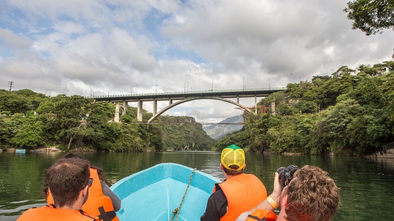 Travellers on a boat in Mexico