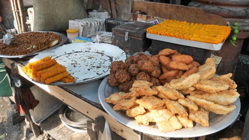 An array of fried food in Vietnam