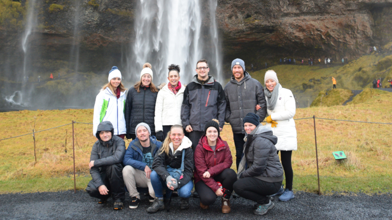 Tom, his mum and their Intrepid group in Iceland