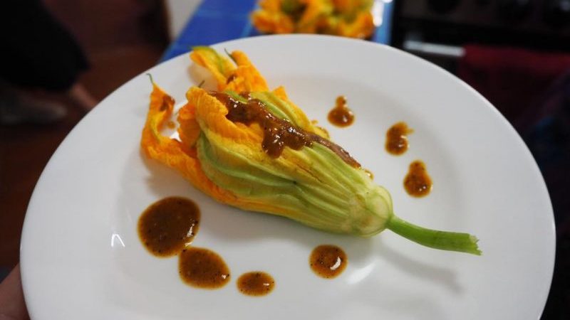 Squash blossom on a plate