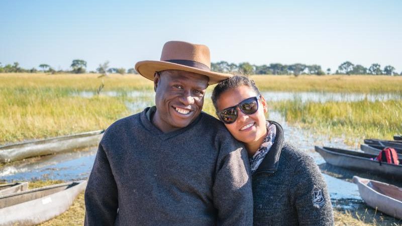 Two smiling people in Botswana