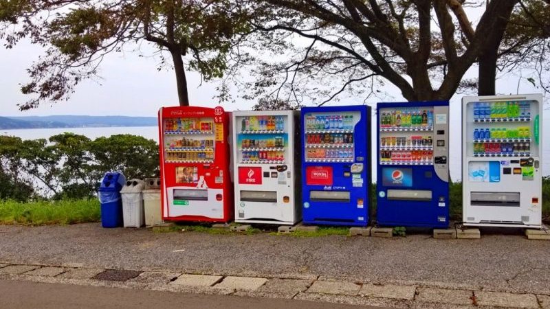 A row of vending machines in Japan