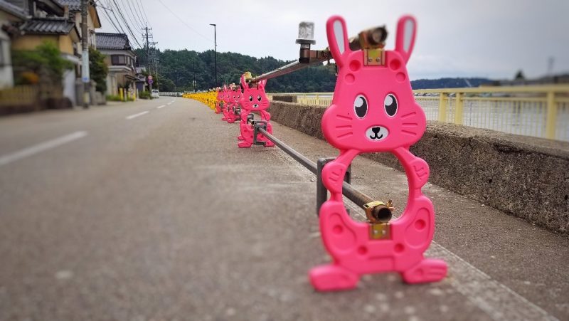 Rabbit-shaped road signs in Japan