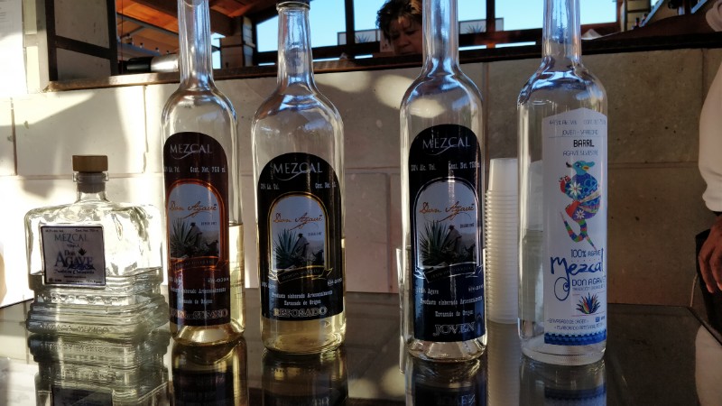 Mezcal bottles in Mexico
