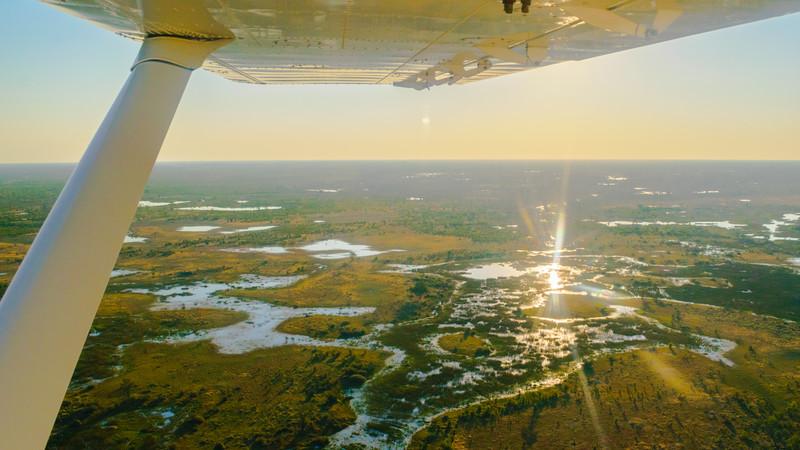 View of the Okavango Delta from a plane