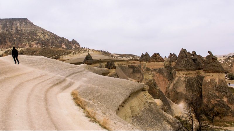 A person walking through Monk Valley, Cappadocia