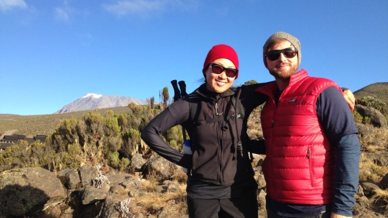 Two trekkers on Mt Kilimanjaro