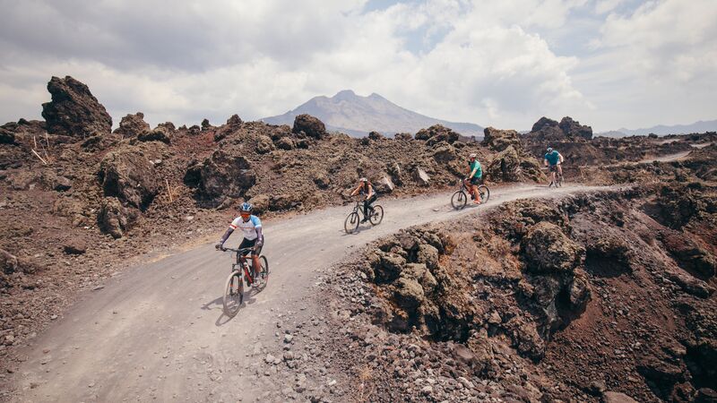 Cycling around Mt Batur.