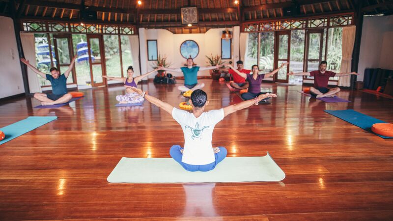 Ayurverdic yoga lesson in Bali.