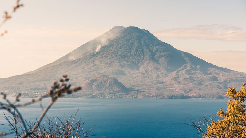 Volcano and lake in Guatemala