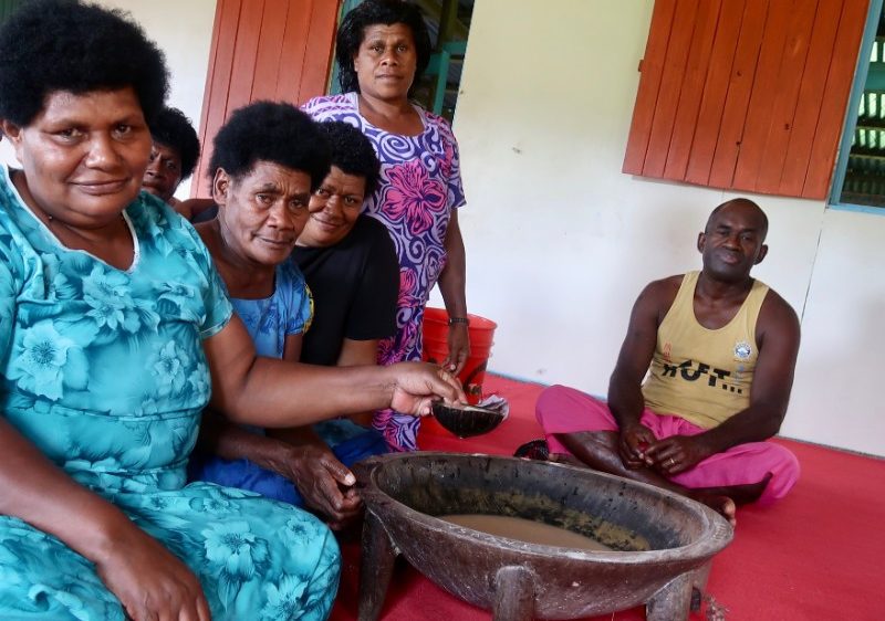 A group of Fijians at a kava ceremony