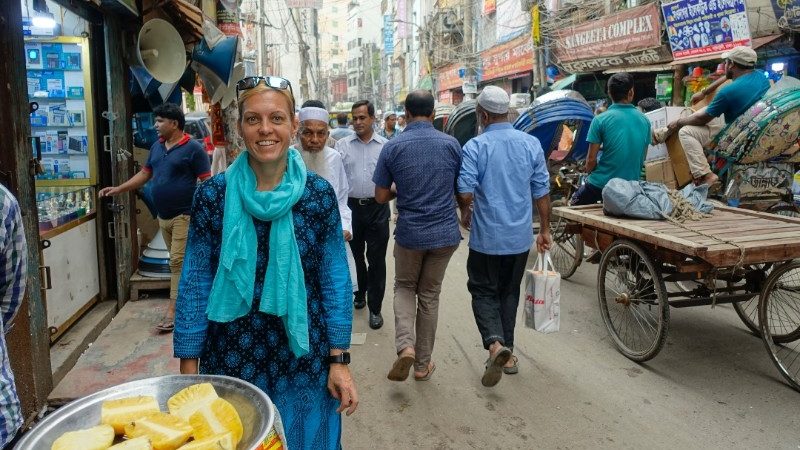 Young woman on the street in Dhaka, Bangladesh