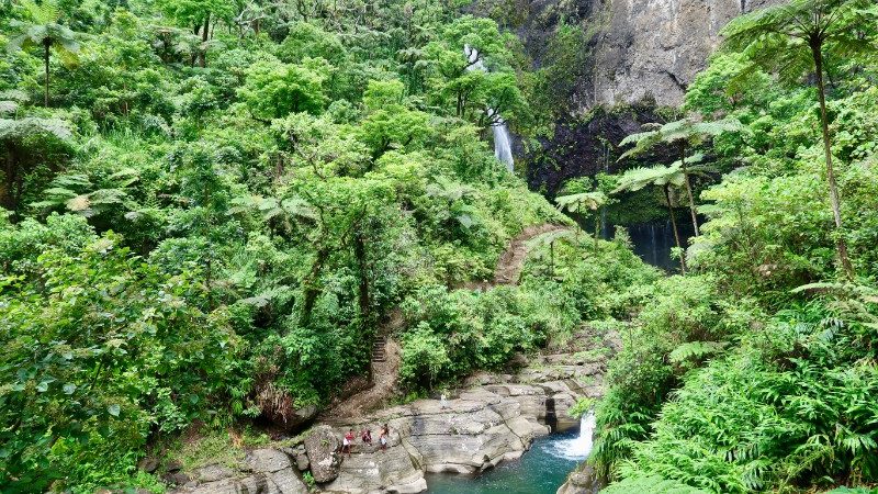 River crossing at waterfall