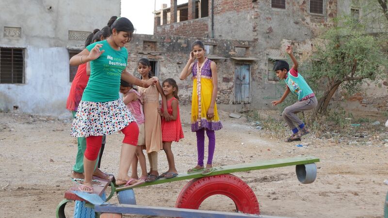 Children playing at a playground