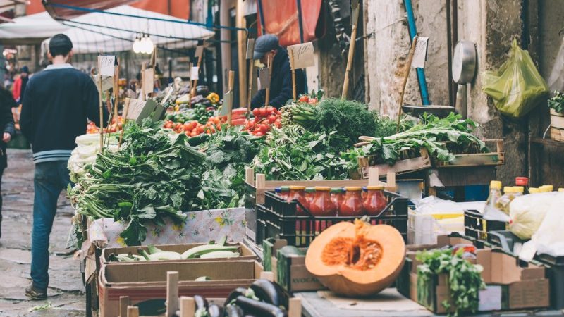 fresh vegetables at a market in Palermo, Italy