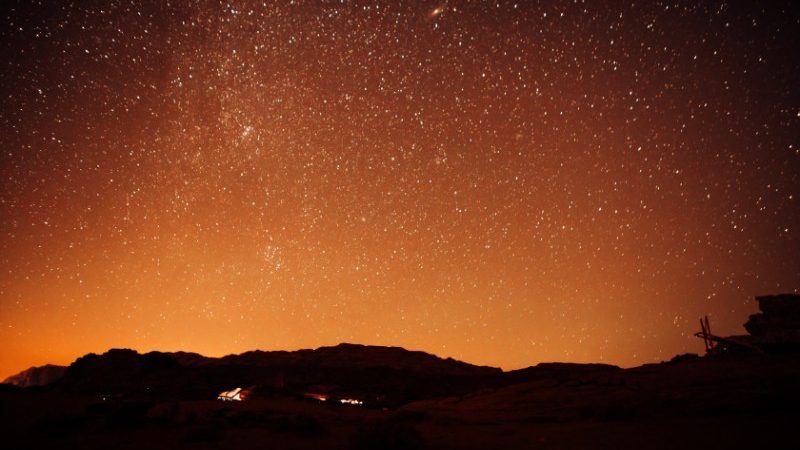 Orange night sky in Jordan