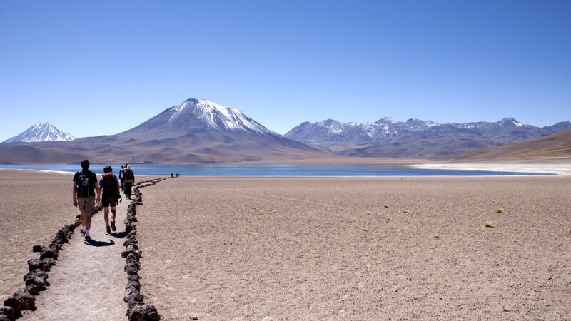 Travellers hiking in San Pedro de Atacama