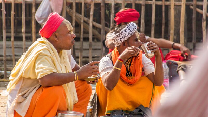 Holy men in Varanasi