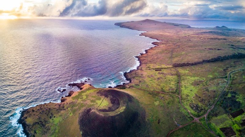 Aerial photo of beautiful Easter Island coastline