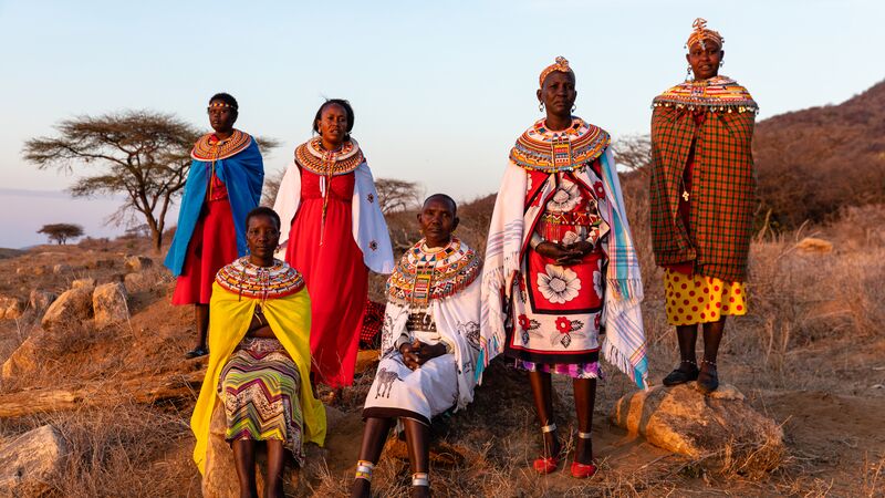 A group of women in traditional costumes in Kenya