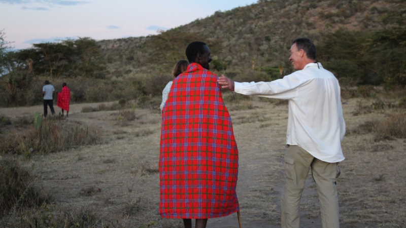 maasai people traveller making friends