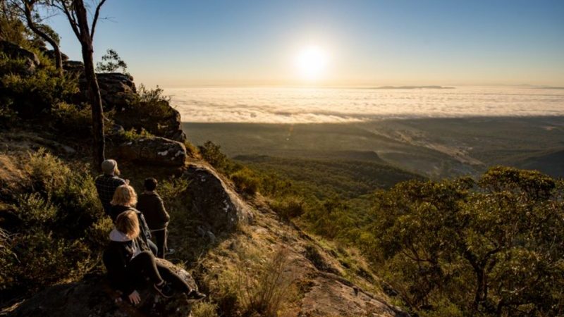 Hikers watching the sunset in the Grampians, Victoria