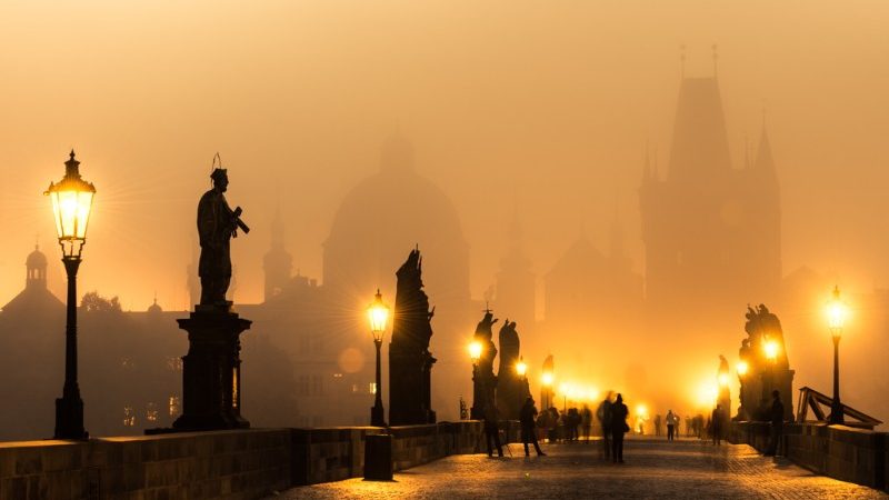 Bridge in Prague at sunrise